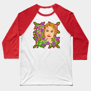 Violet Blossoms and Green Eyed Girl Baseball T-Shirt